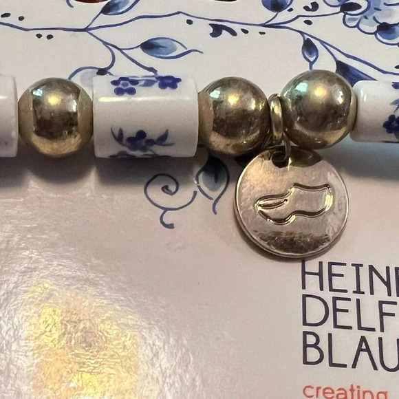 NEW Heinen Delfts Blauw Blue & White Ceramic Beads Bracelet Made in Holland - Picture 4 of 4